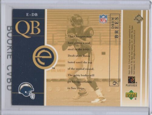 DREW BREES ROOKIE CARD 2001 Upper Deck E-CARD RC Football NEW ORLEANS SAINTS! - Picture 2 of 2