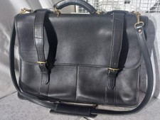 JACK GEORGES UNIVERSITY OVERSIZE BLACK TRIPLE POCKET BRIEFCASE XLNT