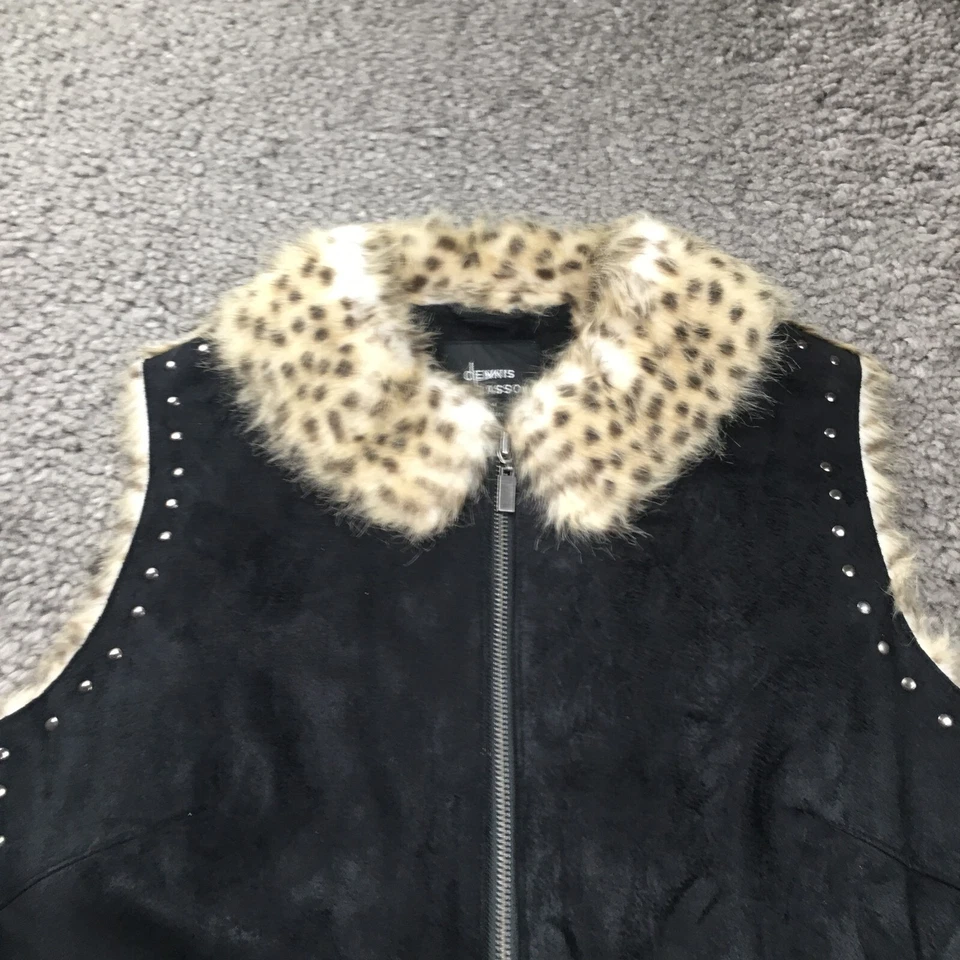 Chaleco Dennis Basso Mujer Talla M Leopardo Imitación Piel Tachonado Cremallera Completa Cuello Nuevo con Etiquetas Foto 2 de 4