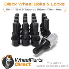 Radschrauben & Schlösser (12+4) schwarz für Opel Kadett [D] 79-84 auf Aftermarket Felgen
