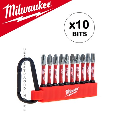 Milwaukee Pozi Torx Schraubendreher Bit Set x10 Shockwave PH2 PZ2 TX20 TX25 Schlüsselanhänger
