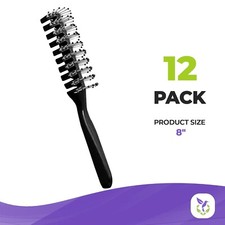 Plastic Bristles Hair Brushes 8" Black 12 Packs