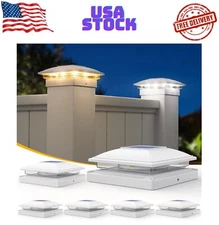 Solar Post Cap Lights,6 Pack 2-Modes Bright 5X5 Vinyl Fence Post Caps Solar Ligh