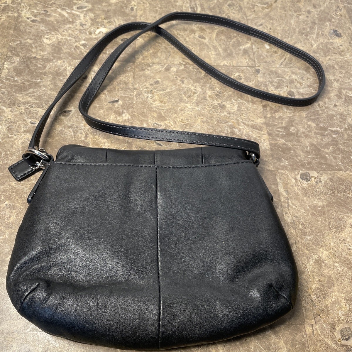 Black Leather COACH Soho Buckle Flap Crossbody/Swing Pack