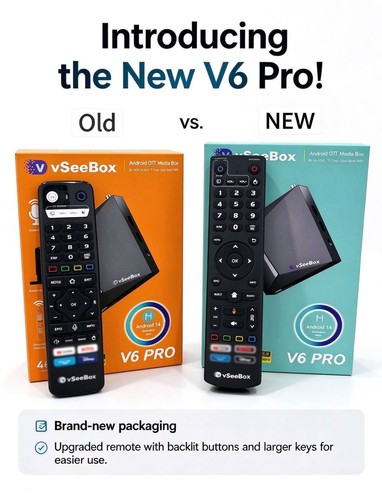 VSeeBox V6 Pro Android 14 Backlit Remote New Version Authorized Dealer Fast Ship