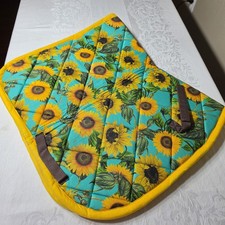 Padded Ponies Custom English Saddle Pad Full Horse Size Teal Turquoise Sunflower