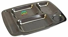 Stainless Steel Cafeteria Divided Tray Divided Dinner Snack Plate Kids Baby Plat