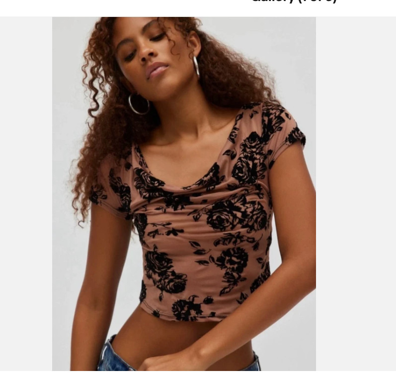 Silence + Noise Lara Cowl Burnout Tee Floral Mesh Top Sheer Urban Outfitters Med