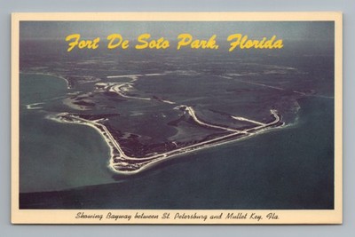 Fort De Soto Park Bayway St Petersburg Mullet Key Florida Vintage Postcard