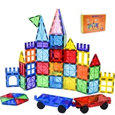 Magnetic Tiles, Deluxe 136 PCS Building Blocks Magnet Toys for Kids,3D Magnet...