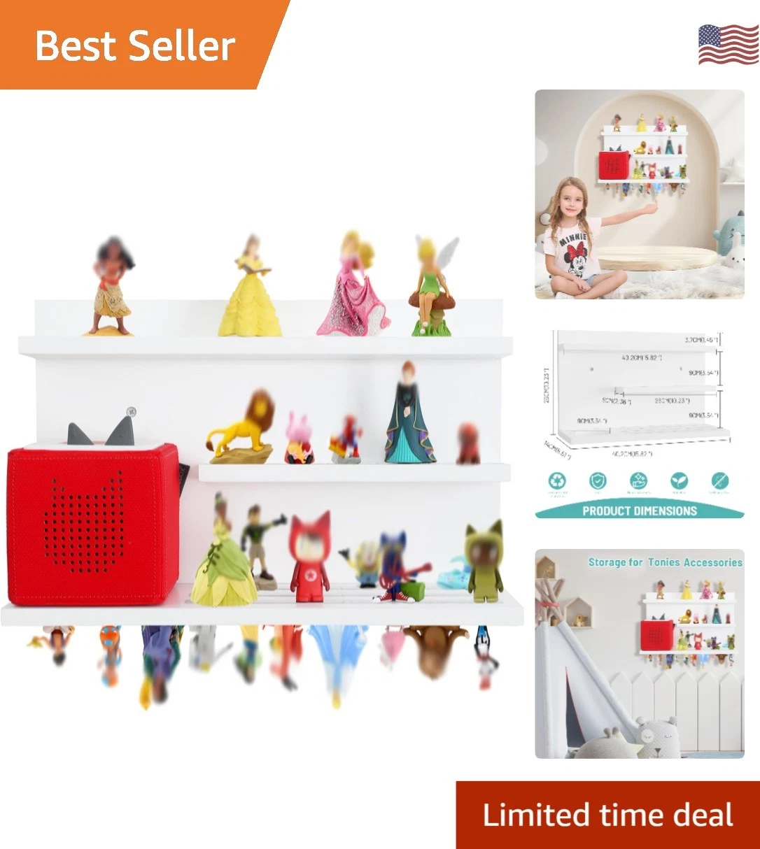 Fun and Functional Magnetic Tonie Shelf - 3-Tier Organizer for Children's Toys