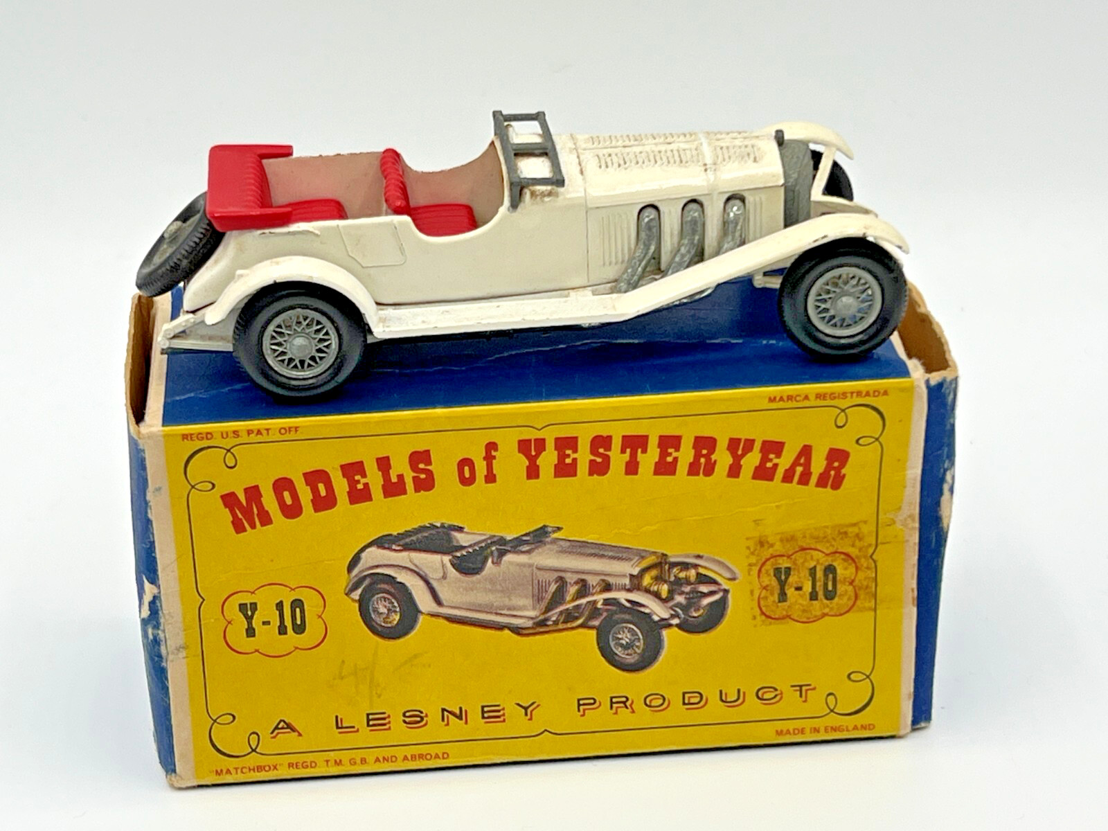 Matchbox Lesney SM138 - 1908 Mercedes Benz GP - Blanche - 8cm - Miniature Diecast