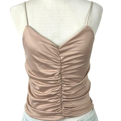 Gaze Ruched Tank Top Minimalist Spaghetti Strap NWT Women XS