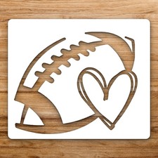 Football Heart Large Reusable Wall Stencil For Painting DIY Home Decor Template