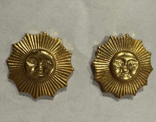 VTG SET OF 2 MEYER PERU ARMY GENERAL SUN SHINE PIN SCREW BACK GENERAL RARE