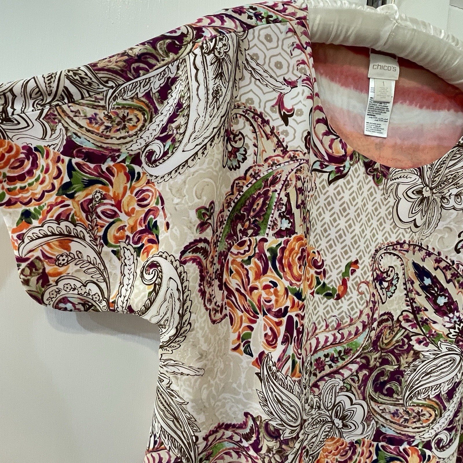 Chico's Reversible Blouse Top 2 Patterns Short Sl… - image 3