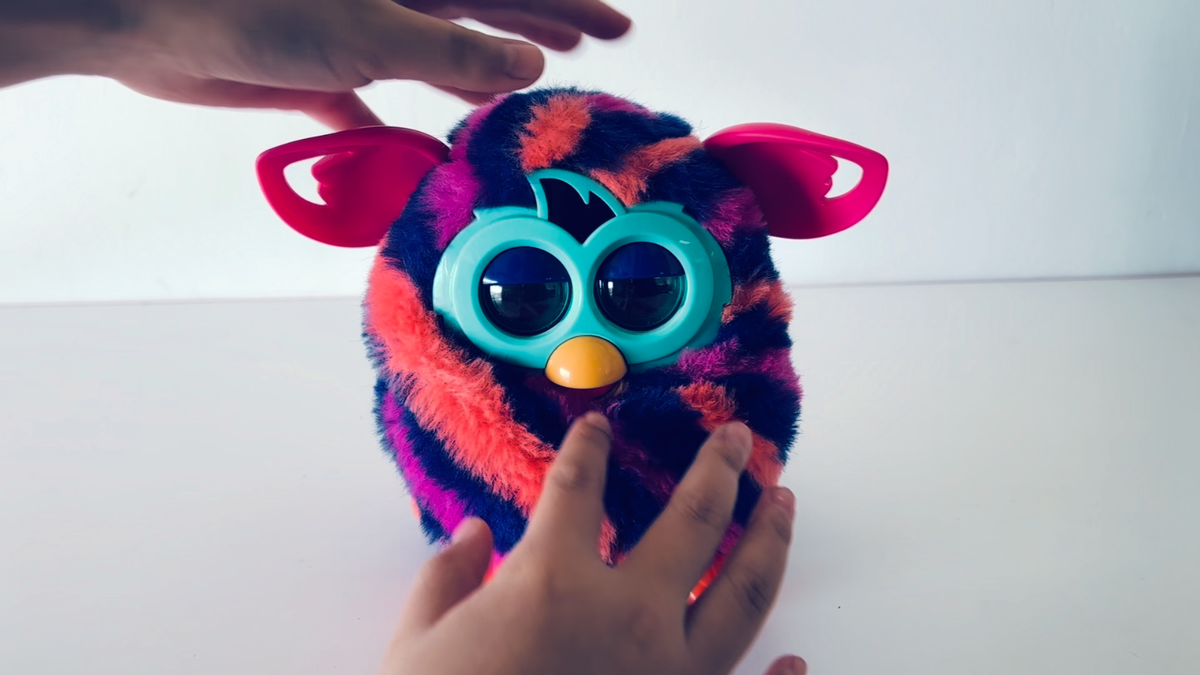 Hasbro Furby Boom 2012 Diagonal Stripes Pink Blue Orange - **See