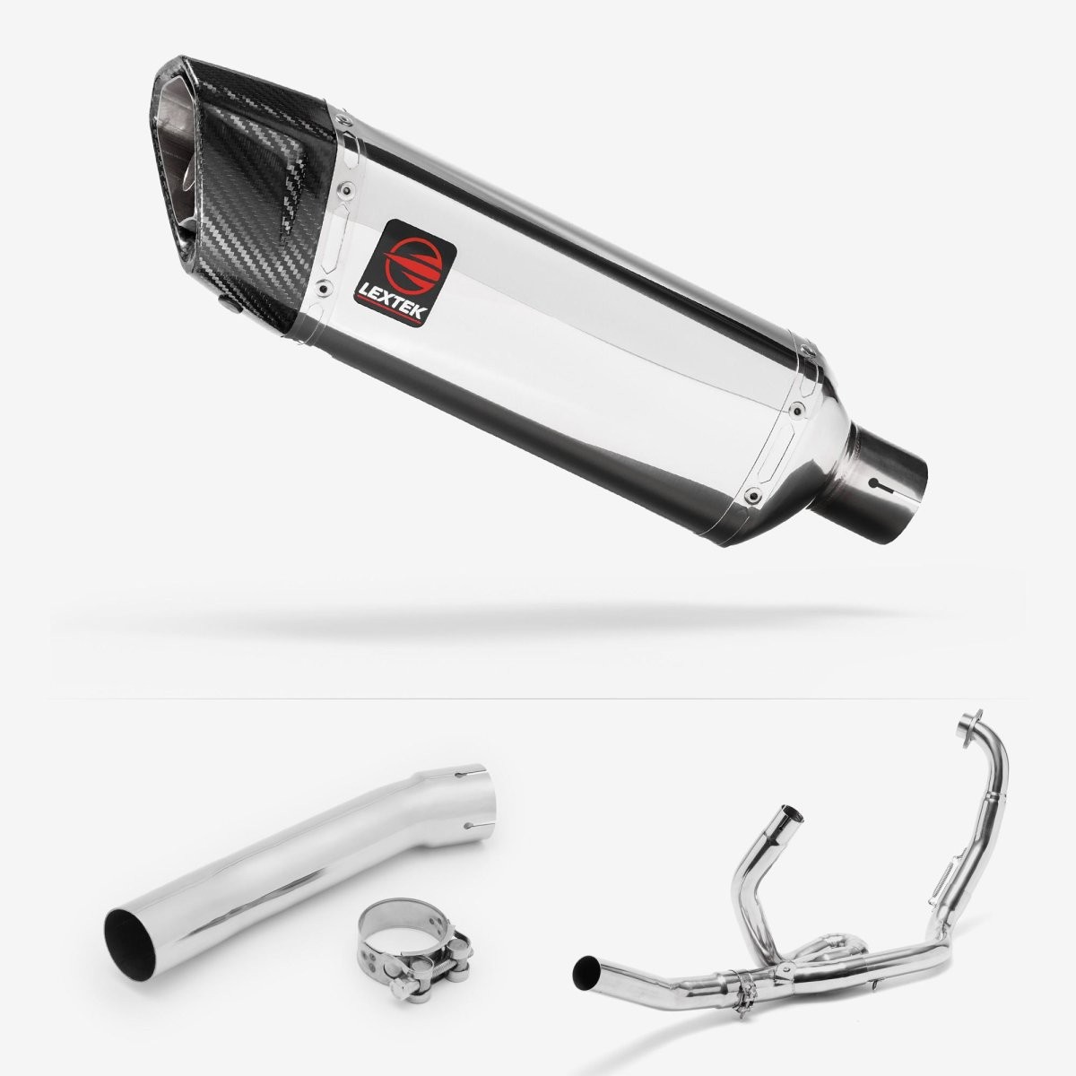 Lextek Stainless Steel SP4 Polished 300mm Exhaust System Silencer Chrome Rear