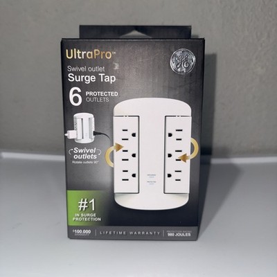 GE 6-Outlet Extender, Surge Protector, Swivel Side Access, Wall Tap Adapter, ...