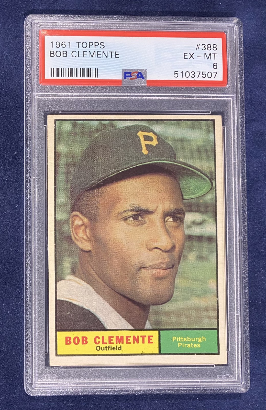 1961 TOPPS #388 BOB ROBERTO CLEMENTE Pittsburgh Pirates PSA 6 EX-MT view 1