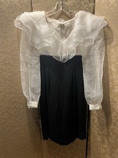 Michael Marcelle Vintage White Black Ruffle Dress Size 6