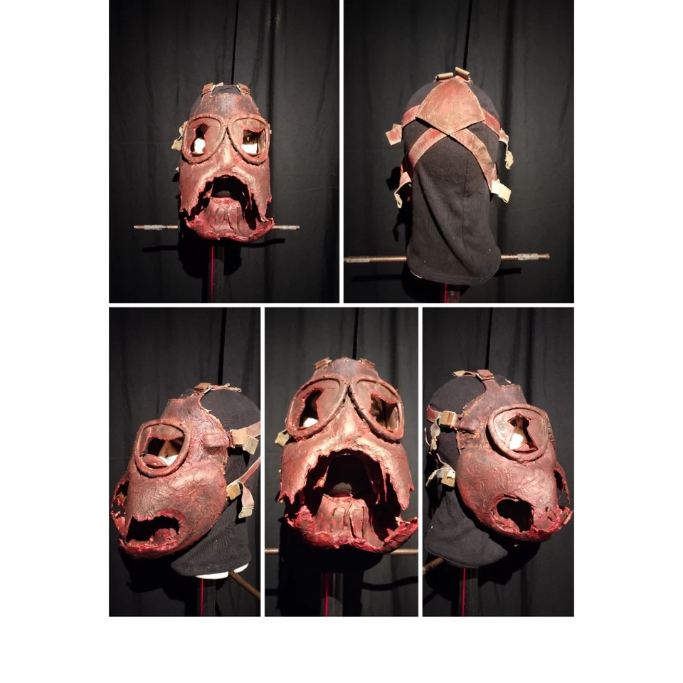 Horror Maske braun-schwarz mit Riemen, Augen- und Mundöffnungen, Halloween - Bild 1 von 1