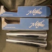 New Old Stock Chrome Megaphone Exhaust Tip Set Of 2 Flare Cut 2 4 17 12 New Old Stock Chrome Megaphone Exhaust Tip Set Of 2 Flare Cut 2 4 17 12
