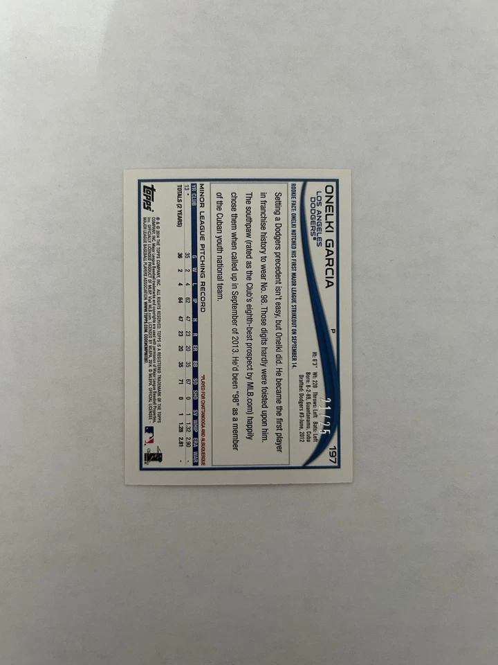 2014 Topps Mini Pink Onelki Garcia #197 Rookie RC /25 - Image 2 of 2