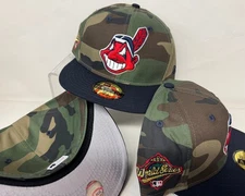 Cleveland Indians Wahoo Camoflauge w patch New Era Fitted Club 59Fifty NAVY RARE