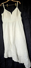 NWT GUESS White Cotton Eyelet Lace Dress Sz 14 Asymmetric Festival Boho Cottage