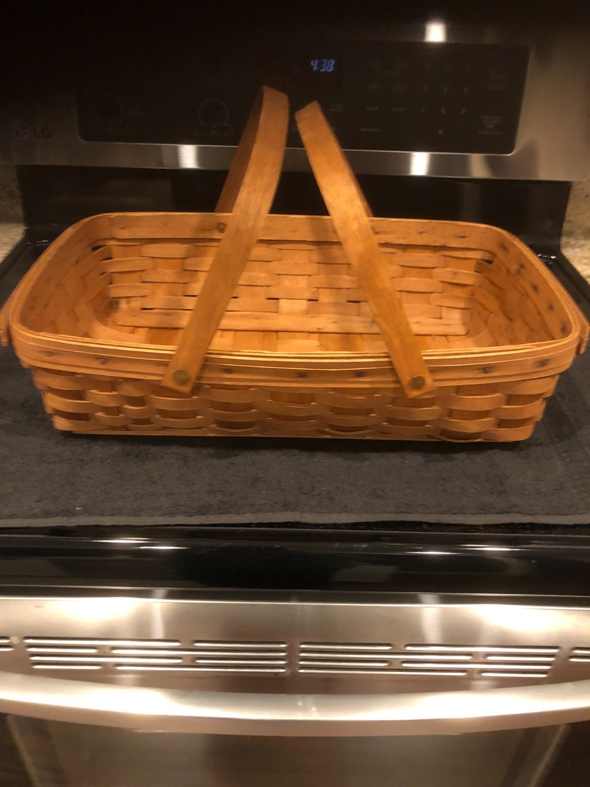 Longaberger 1989 Gathering Basket 18” X 12” x 5” Deep W/ Double Swing Handles