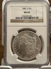 1881-S Morgan Dollar Silver $1 Coin NGC MS64 Business Strike Cert 2582608-002