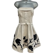 Karen Millen Sequin Flower Strapless Short Evening Occasion Dress Size 12