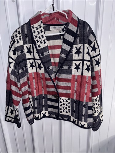 Vintage Bedford Fair American Flag Woven Jacket Size 1X