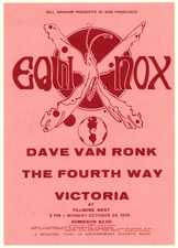 "Equinox" Dave Van Ronk Fourth Way  Victoria Fillmore West 1970 Concert Handbill