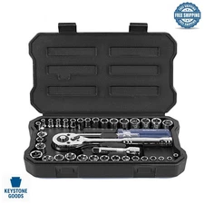 39-Piece Chrome Vanadium Socket Set with Ratchet & Accessories