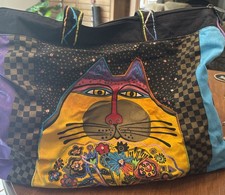 Laurel Burch Cat Tote XXL Size Footed Large Travel Bag Gorgeous EUC