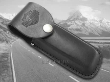 Case xx Harley Davidson Large Black Leather Belt Sheath for Pocket Knives 52098