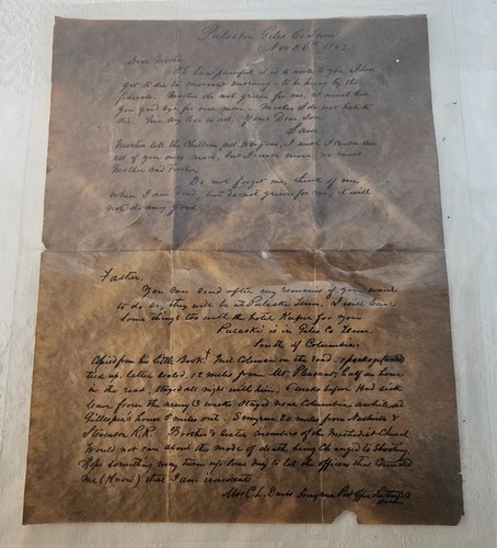 Civil War Document REPRINT Sam Davis Letter to Mother & Father Before Hanging