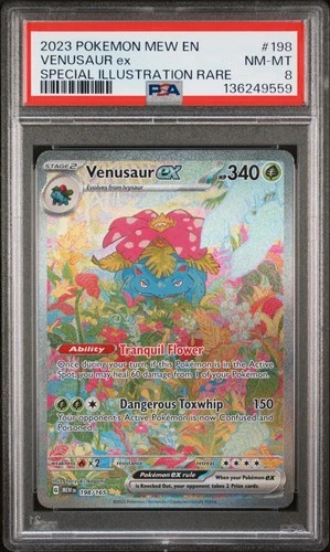 2023 POKEMON MEW EN-151 SPECIAL ILLUSTRATION RARE #198 VENUSAUR EX PSA 8
