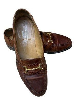 Johnston & Murphy Cellini Mens 9.5 M Tan Brown Leather Bit 