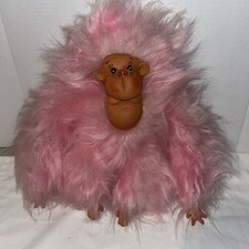 Furry Pink Orangutan Monkey Ape Plush Doll Rubber Face Hands Feet 14"