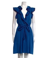 Marc By Marc Jacobs Blue Sleeveless Plunge Midi Dress  Fabric 100% silk.