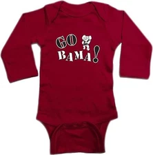 Two Feet Ahead Go Team Long Sleeve Baby Bodysuit Alabama Crimson Tide 12 Months