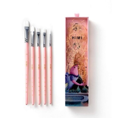 HIMI Little Bird Paint Brushes Set 5 Pcs for Acrylic Oil Gouache, Pink
