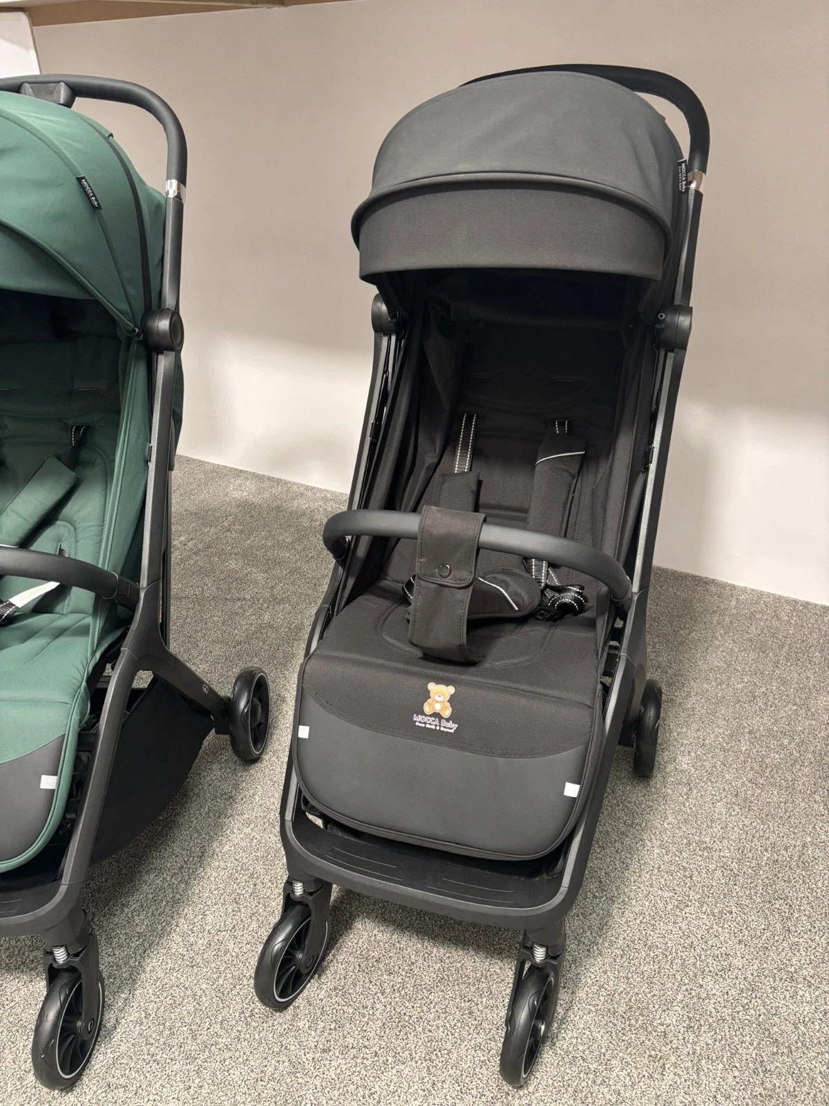 (Black) Compact, foldable travel stroller from birth to 22kg- Mocca baby go