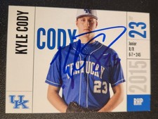 Kyle Cody Autograph Signed 2015 Kentucky Wildcats Card Texas Rangers
