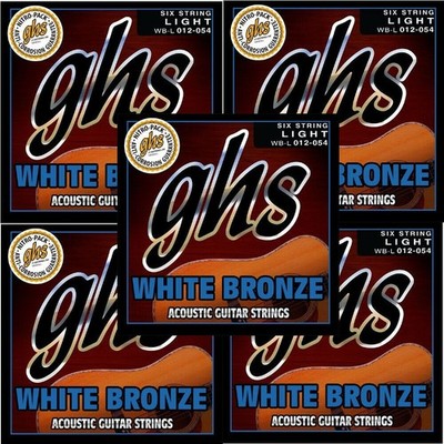 GHS Guitar Strings 5 Sets Acoustic White Bronze Light 12-54