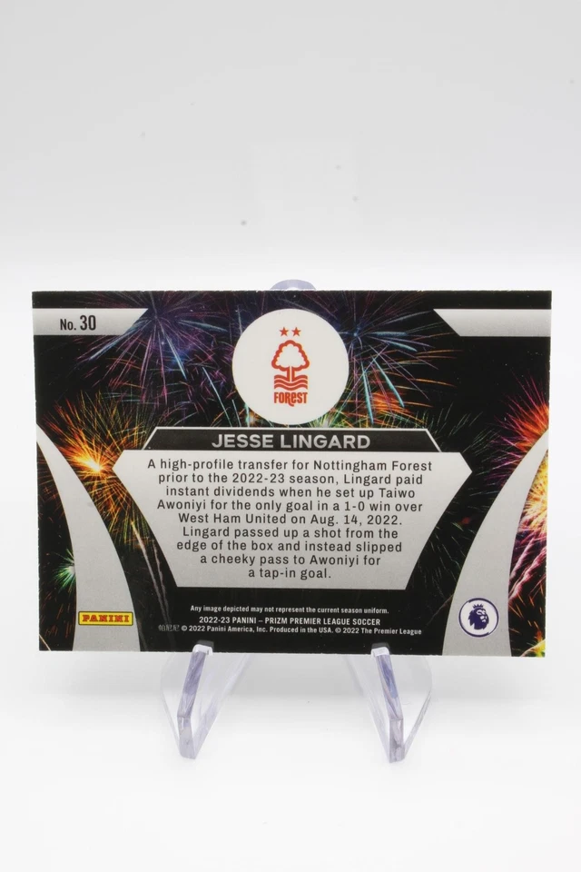Jesse Lingard 30 - 2022/23 Panini Prizm Premier League - Fireworks - Image 2 of 2