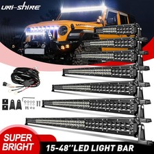 Dual Row 15-48 Led Light Bar Spot Flood Combo Fog Driving Truck Offroad Utv4wd